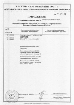 2019.11.16 Кизилюрт - Приложение к сертификату Изделия крепежные из металла, торговая марка Tech-KREP. Серийный выпуск